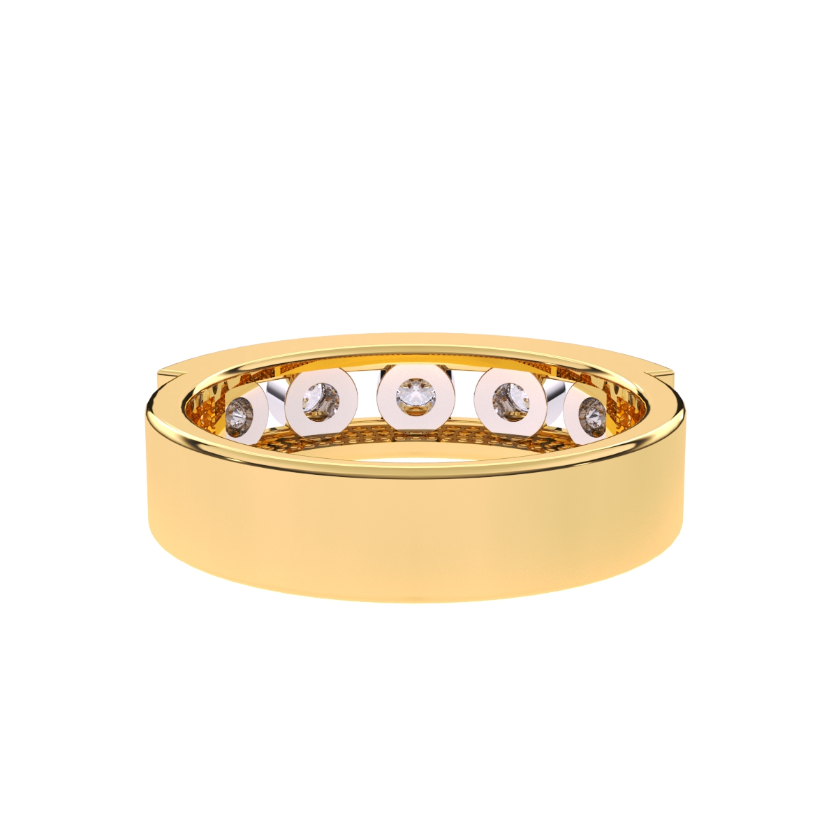 Dazzling Round Bezel Five Stone Wedding Band